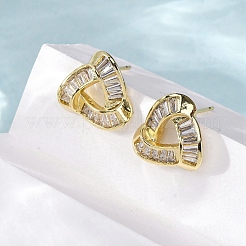 Pendientes triangulares de latón con micropavé de circonitas cúbicas transparentes&nbsp;EJEW-F373-01G