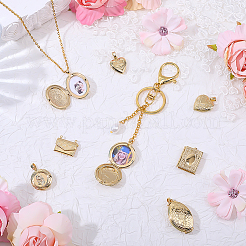 8 pièces 8 styles pendentifs médaillon en laiton&nbsp;KK-PH0014-92