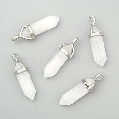 Natürliche weiße Jade-Doppelend-Spitzanhänger&nbsp;G-F295-04H