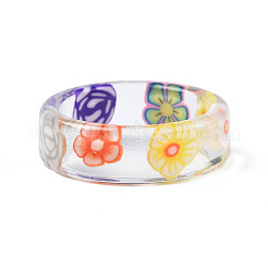 Transparenter Blumenfingerring aus Harz für Frauen&nbsp;RJEW-T022-025