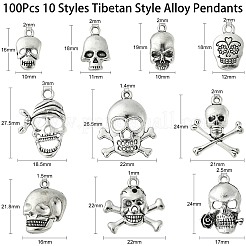 100 pièces 10 styles pendentifs en alliage de style tibétain&nbsp;TIBEP-CJ0001-62