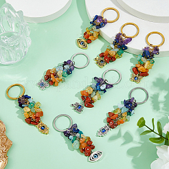 8 porte-clés en perles de pierres précieuses naturelles chakra&nbsp;KEYC-FH00054