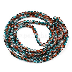 Fili di perle di vetro craquelé trasparenti bicolore&nbsp;CCG-WH0003-4mm-01