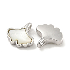 Breloques en coquillage naturel et feuille de gingko en laiton&nbsp;KK-P275-06P