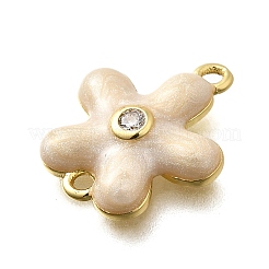Dijes de conector de flor de circonita cúbica transparente de latón&nbsp;KK-P295-52G-01