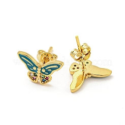 Orecchini a perno a farfalla in ottone dorato&nbsp;EJEW-L269-096G-01