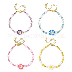 Armbänder aus Polymerclay-Blumen&nbsp;BJEW-JB14391