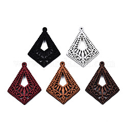 Spray Painted Wooden Pendants, Hollow Kite Charm, Mixed Color, 41x30.5x2.5mm, Hole: 1.5mm