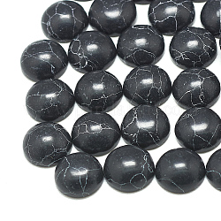 Cabochons turchese sintetico, tinto, mezzo tondo/cupola, nero, 6x3mm