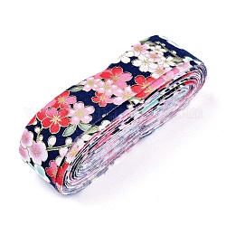 Blumenbaumwollband im japanischen Kimono-Stil, einzeln gedruckt, für DIY Haarschleife, Kopfbedeckungen, handgemachte Ordnung, Preußischblau, 1-1/8 Zoll (30 mm), etwa 10 yards / Rolle (9.14 m / Rolle)