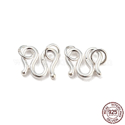 925 Sterling Silver S-Hook Clasps, with 925 Stamp, Silver, 8x9x1.2mm