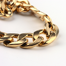 Chapado al vacío 201 cadenas de bordillo de acero inoxidable collares, con cierre de langosta, dorado, 23.6 pulgada (60 cm), 7mm