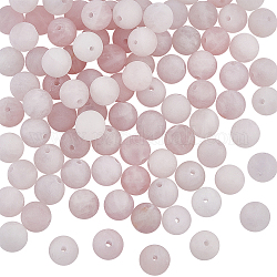 Olycraft environ 96 pièce de perles de quartz rose givré de 8 mm, perles de quartz rose naturel, perles de cristal rose mat, perles rondes en pierres précieuses en vrac, pierre énergétique pour bracelet, collier, boucle d'oreille, fabrication de bijoux, loisirs créatifs.