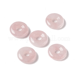 Ciondoli quazo rosa naturale, fascino del disco ciambella/pi, 20x5~7mm, Foro: 6 mm