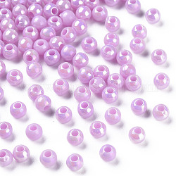 Opaque Acrylic Beads, AB Color, Round, Plum, 4x3.5mm, Hole: 1.6mm, about 15000pcs/500g