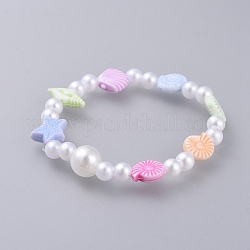 Bracciali elasticizzati per bambini, con perla imitata acrilica e perle acriliche colorate, colorato, 1-7/8 pollice (4.8 cm)