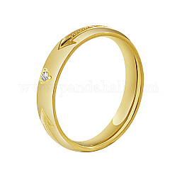Anillo de dedo de acero inoxidable con patrón de flecha para mujer, con diamante de imitación, real 18k chapado en oro, nosotros tamaño 6 (16.5 mm)