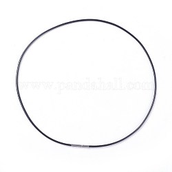 Fabrication de collier en corde de polyester ciré, avec fermoirs en 304 acier inoxydable, noir, 18.11 pouce (46 cm), 2mm
