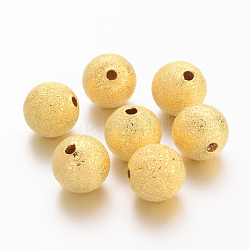 Perles en laiton texturées, sans nickel, ronde, dorée, taille: environ 12mm de diamètre, Trou: 1.8mm