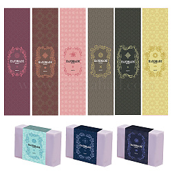 Étiquette de papier de savon, emballages de savon en papier kraft, rectangle, pour emballage de savon, Motif floral, 50x210mm, 9 style, 10 pièces / style, 90 pièces / kit