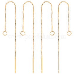 Beebeecraft 10Pcs Brass Stud Earring Findings with Loop, Ear Threads, Golden, 82~87x0.5mm, Hole: 1.5mm, Pin: 0.6mm