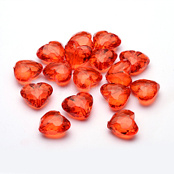 Valentines idées de jour pour ses perles acryliques transparents, coeur à facettes, rouge, longueur d'environ 25 mm ,  largeur de 28.5 mm, épaisseur de 16mm, Trou: 3mm