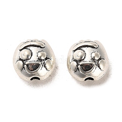 Tibetischer stil legierung perlen, cadmiumfrei und bleifrei, Gesicht, Antik Silber Farbe, 12x12x7 mm, Bohrung: 2.5 mm, ca. 332 Stk. / 1000 g