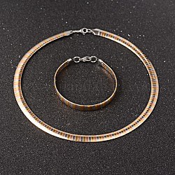 Kits de bijoux de colliers et bracelets en 304 acier inoxydable, avec fermoir pince de homard, couleur mixte, 17.7 pouce (450 mm), 205x8 mm (8-1/8 pouces x 3/8 pouces)