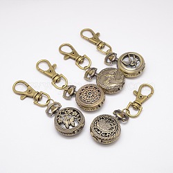 Mischart-Retro- Schlüsselringzusatzlegierungs-Quarzuhr für keychain, mit Alu-Karabiner, Flachrund, Antik Bronze, 80 mm