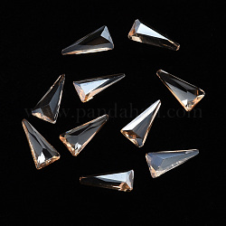 Треугольные прозрачные стеклянные кабошоны, ногтей декоративные аксессуары, граненые, темно-золотистые, 8x4x2 мм