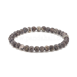 Bracciali tondi in agata naturale elasticizzata con perline, diametro interno: 2-1/4 pollice (5.6 cm), perline: 6 mm