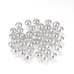 Messing-Abstandshalterkugeln, Rondell, Nickelfrei, Echt platiniert, 5x3 mm, Bohrung: 2.5 mm