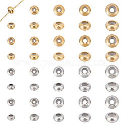 Unicraftale 40 pz 10 perline in acciaio inossidabile stile, di gomma, perline con tappo scorrevole, rondelle, colore misto, 6~10x3~5mm, Foro: 1~5 mm, 4pcs / style