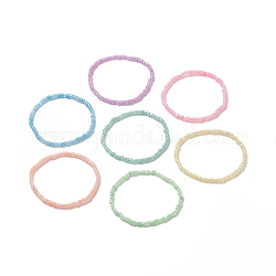 7шт 7 цветных стеклянных бисера эластичные ножные браслеты набор для женщин, разноцветные, внутренний диаметр: 2-1/2 дюйм (6.5 см), 1 шт / цвет