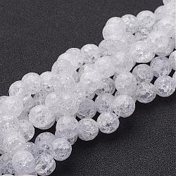 Chapelets de perles en quartz craquelé synthétique, 128 facettes, ronde, blanc, 10mm, Trou: 1mm, Environ 40 pcs/chapelet, 16 pouce