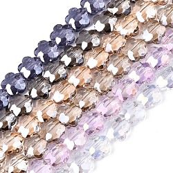 Electroplate Glass Beads Strands, Faceted, Flower, Mixed Color, 9.5x10x5.5mm, Hole: 1mm, about 70pcs/strand, 25.59 inch(65cm)