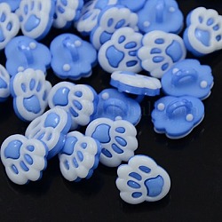 Acryl Schaft Ösenknöpfe, 1-Loch, gefärbt, Palme, Kornblumenblau, 13x12x4 mm, Bohrung: 3 mm