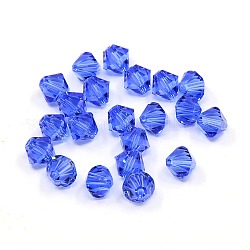 Austrian Crystal Beads, 5301 6mm, Bicone, Sapphire, Size: about 6mm long, 6mm wide, Hole: 1mm