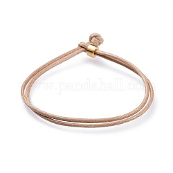 Bracciali unisex in corda di poliestere cerato coreano, bracciali multi-filo, con perline in ottone, sabbia marrone, 7-1/8 pollice (18 cm)