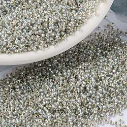 Miyuki runde Rocailles Perlen, japanische Saatperlen, (rr3193) silverlined blass moosgrün ab, 15/0, 1.5 mm, Bohrung: 0.7 mm, über 5555pcs / Flasche, 10 g / Flasche