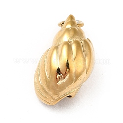 Ion Plating(IP) 304 Stainless Steel Pendants, with Jump Ring, Conch Charms, Real 14K Gold Plated, 17x10x9mm, Hole: 3.6mm