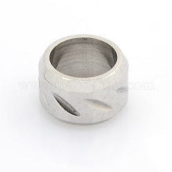 304 Stainless Steel Column Large Hole Beads, Stainless Steel Color, 11x7mm, Hole: 8mm