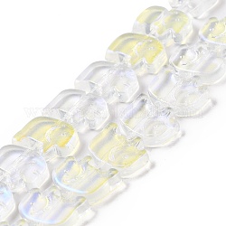 Chapelets de perles en verre transparente  , éléphant, clair ab, 10x12x3mm, Trou: 1mm, Environ 45~48 pcs/chapelet, 17.32 pouce (44 cm)