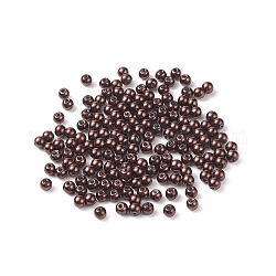 (vendita di chiusura difettosa: adesione) perle di vetro perline, perlato, tondo, marrone noce di cocco, 4~4.2mm, Foro: 1 mm, circa 5300pcs/500g