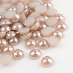 Cabochon di plastica abs, imitazione perla, mezzo tondo, tan, 5x2.5mm, circa 5000pcs/scatola