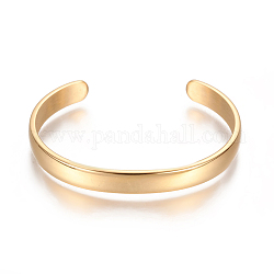 Ion Plating(IP) 304 Stainless Steel Cuff Bangles, Golden, 2-1/4x1-5/8 inch(5.7x4cm), 8mm