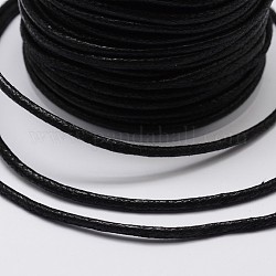 Corde di cotone intrecciata cerata rotonde, nero, 1.7mm, circa 10iarde/rotolo