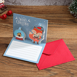 クリスマステーマ紙封筒1枚と1Dポップアップグリーティングカード3枚セット。  キツネの模様  封筒：85x105mm  カード：80x100mm