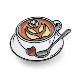 Alfileres de esmalte de café latte art, Broches de aleación negros para ropa de mochila., taza, 19x26.5x1.5mm