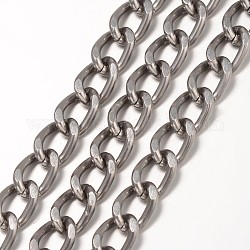 Алюминиевые скрученные бордюрный цепи, цепи с алмазной огранкой, несварные, граненые, с катушкой, металлический черный, 10x6.5x1.8 мм